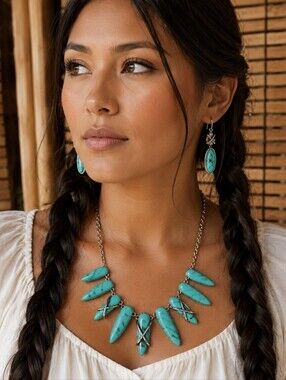 Sugarfix Sugar Fix Faux Turquoise Gold Tone Turquoise Statement Dagger Necklace